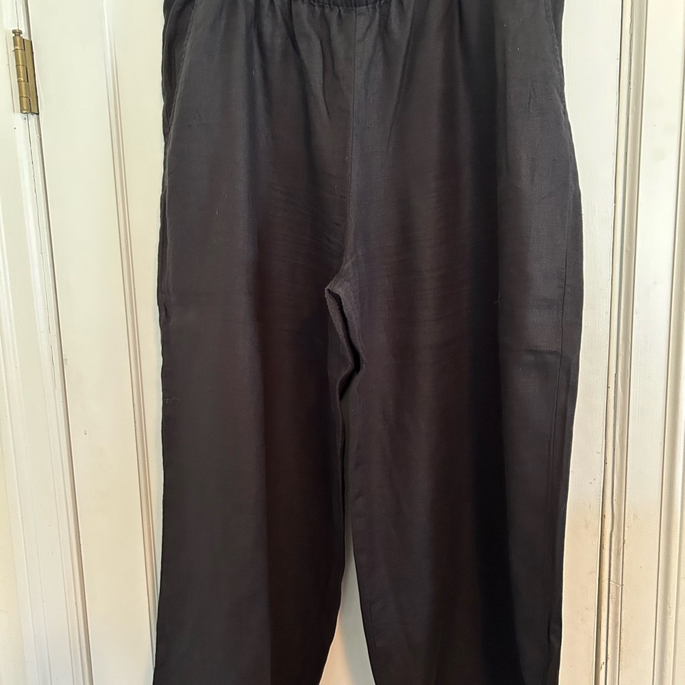 Eileen Fisher XL linen black wide leg crop